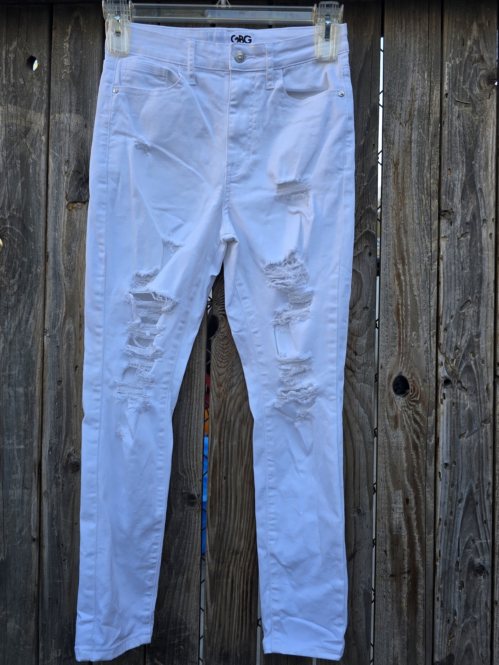 GBG Los Angeles White Distressed High Waist Skinny Jeans Size 27 - Picture 4 of 11